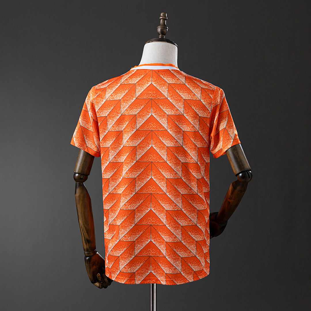 Camiseta Retro Países Bajos Local Naranja y Negra 1988 - espalda