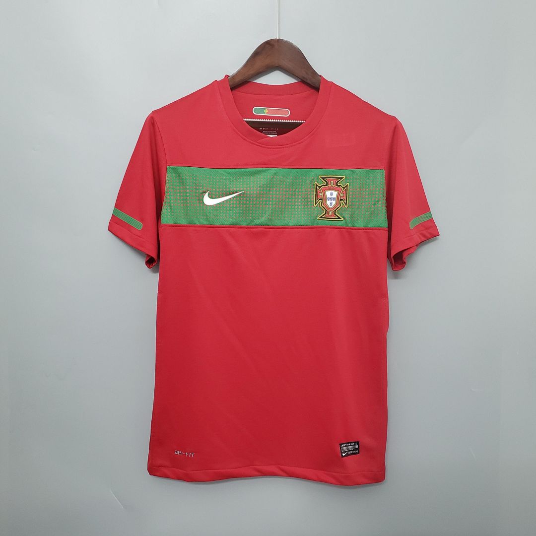 Camiseta Retro Portugal Local Roja y Gris Claro 2010 - frente