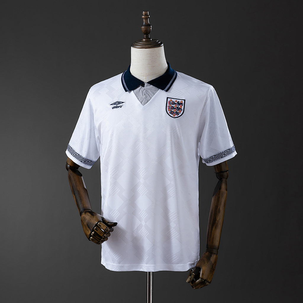 Camiseta Retro Inglaterra Local Negra y Celeste 1990 - frente