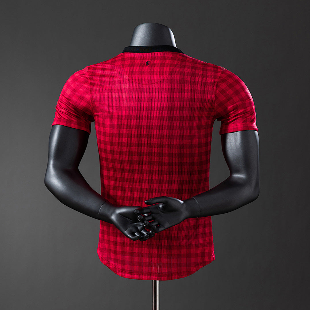 Camiseta Retro Manchester United Local Burdeos y Roja 12/13 - espalda