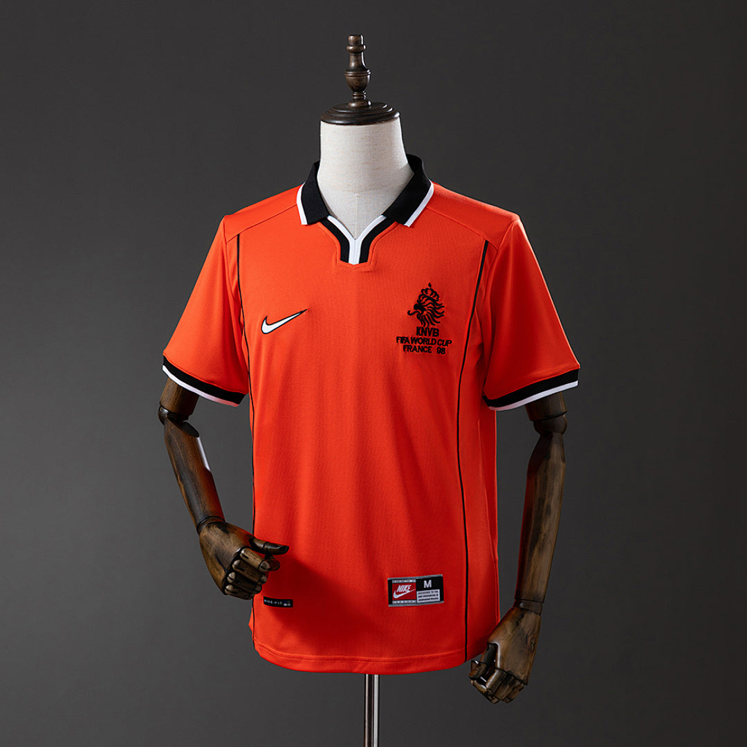 Camiseta Retro Países Bajos Local Gris y Burdeos 1998 - frente