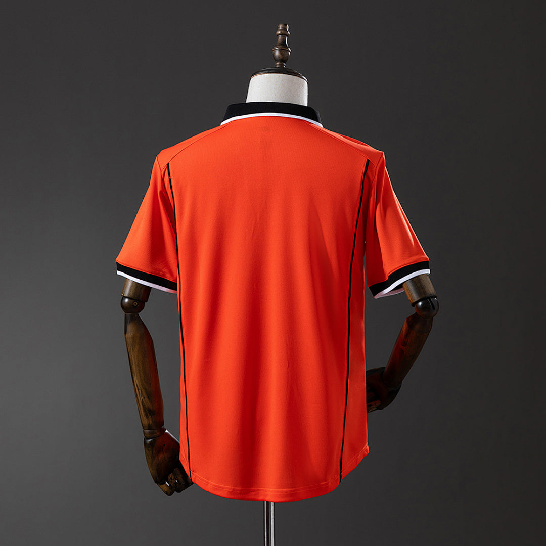 Camiseta Retro Países Bajos Local Burdeos y Negra 1998 - espalda