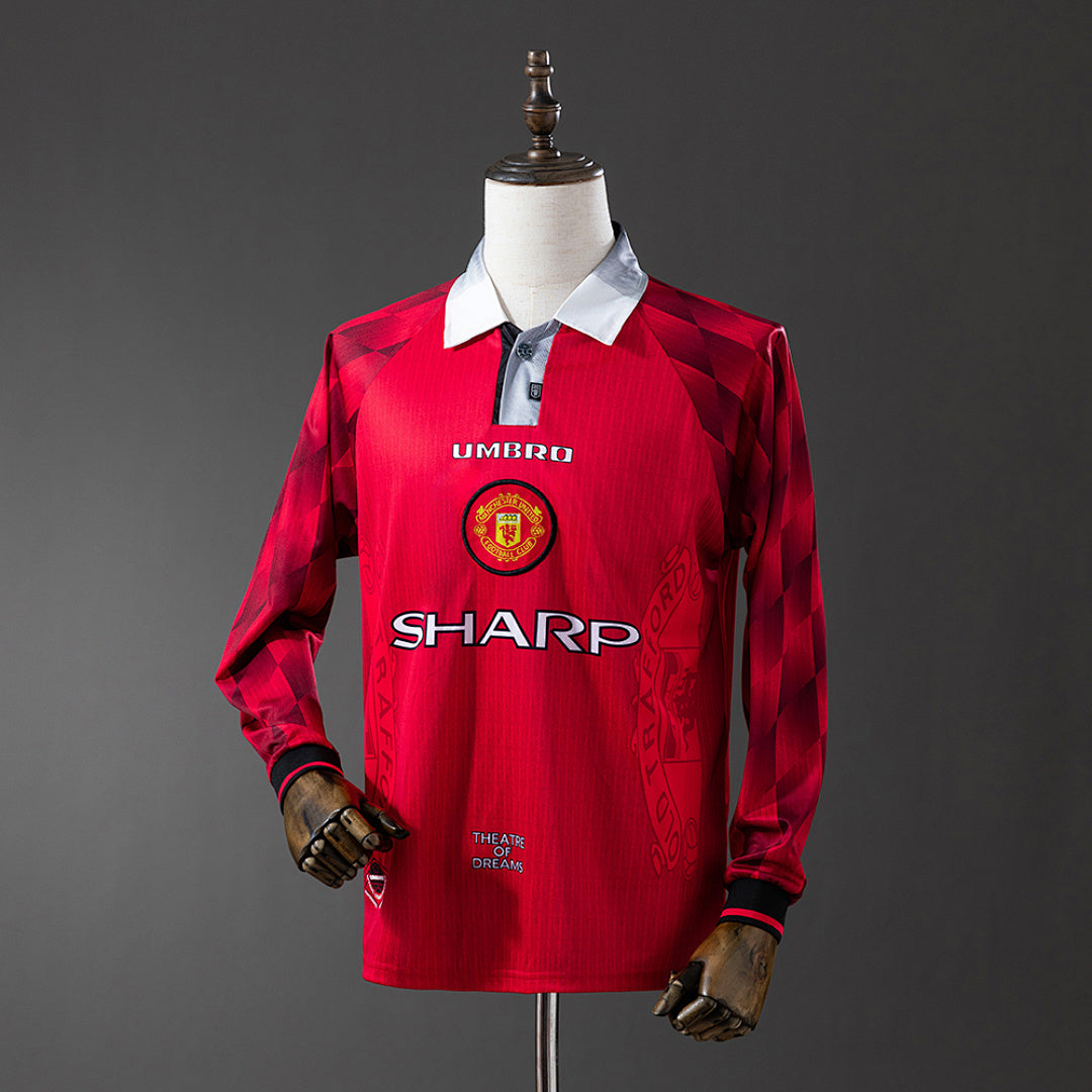 Camiseta Retro Manchester United Local Manga Larga 1996 - frente