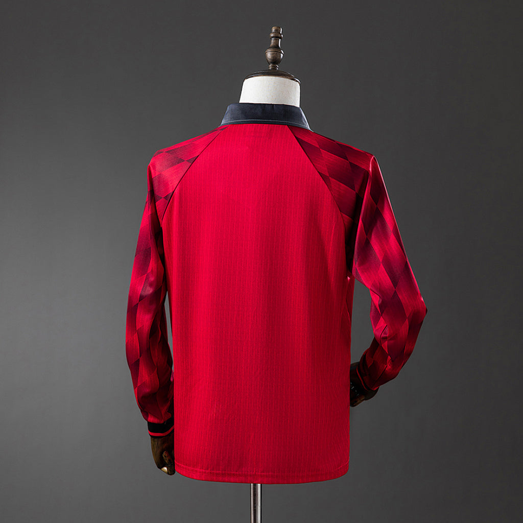 Camiseta Retro Manchester United Local Manga Larga 1996 - espalda