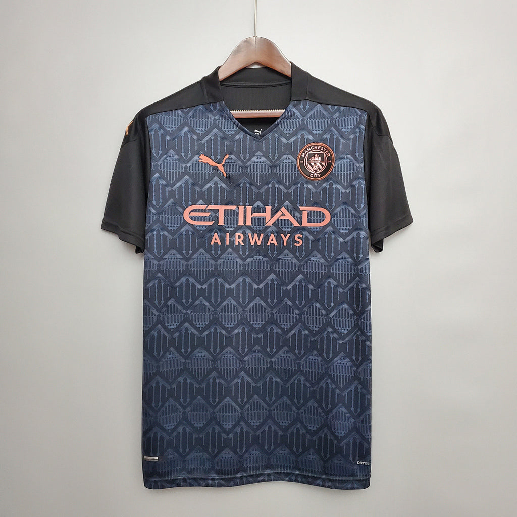 Camiseta Retro Manchester City Visita Azul y Azul Marino 20/21 - frente