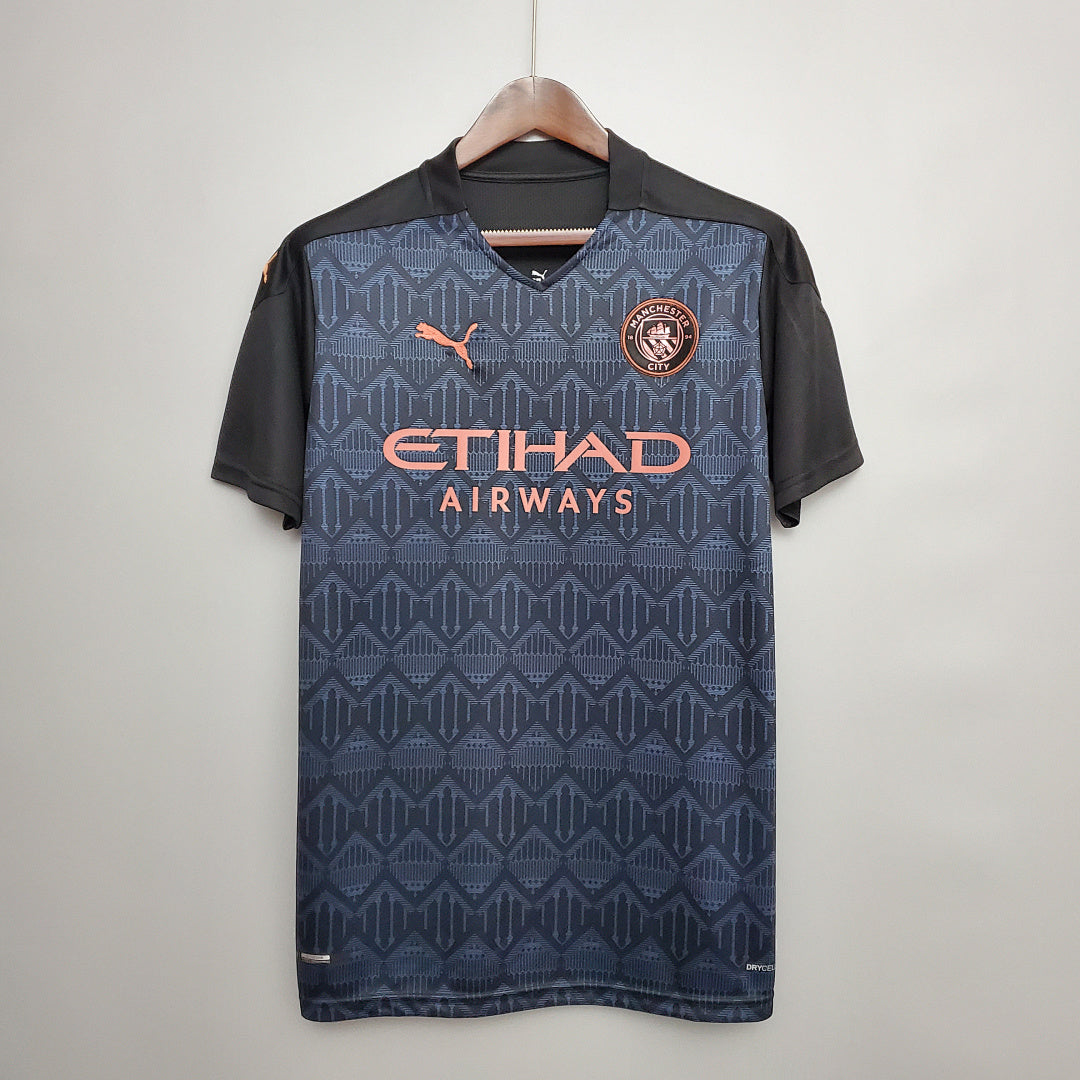Camiseta Retro Manchester City Visita Azul y Azul Marino 20/21 - frente
