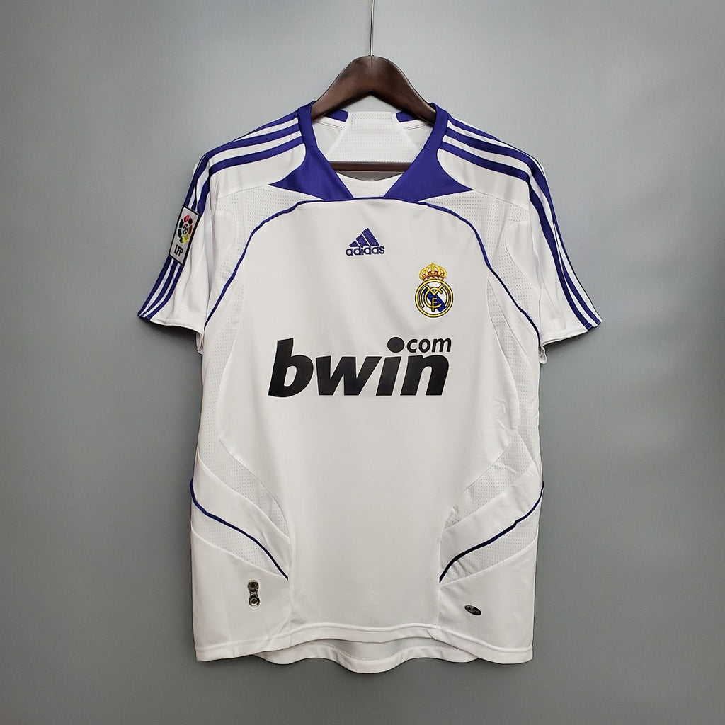 Camiseta Retro Real Madrid Local Gris Claro y Gris 07/08 - frente