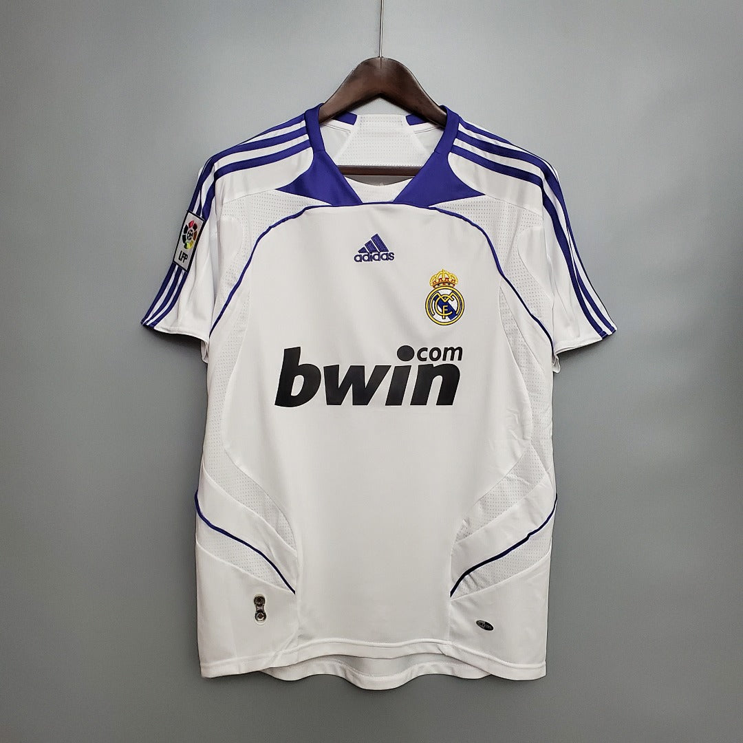 Camiseta Retro Real Madrid Local Gris Claro y Gris 07/08 - frente