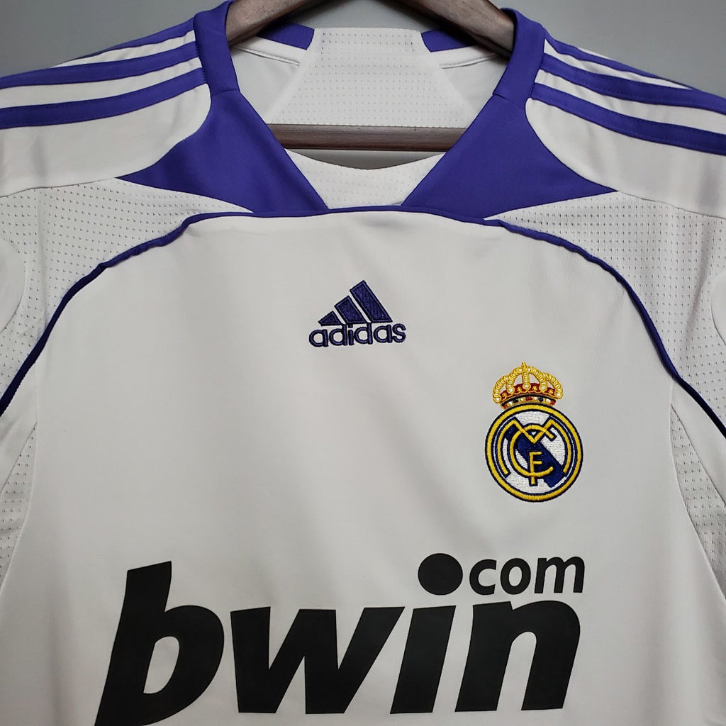 Camiseta Retro Real Madrid Local Gris Claro y Gris 07/08 - espalda