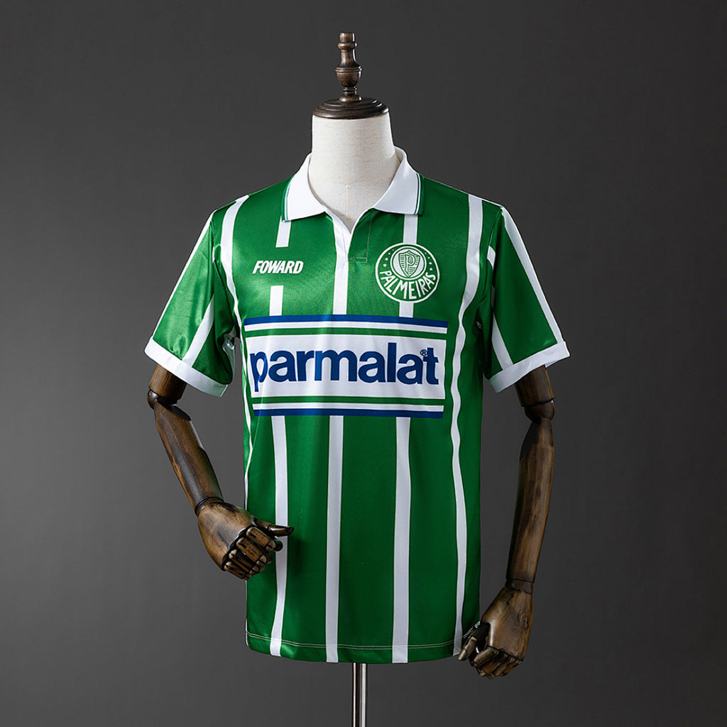 Camiseta Retro Palmeiras Local Verde Oscuro y Negra 92/93 - frente