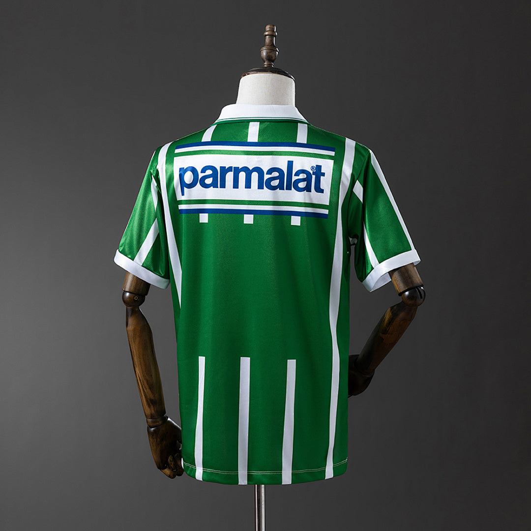 Camiseta Retro Palmeiras Local Verde Oscuro y Gris Claro 92/93 - espalda