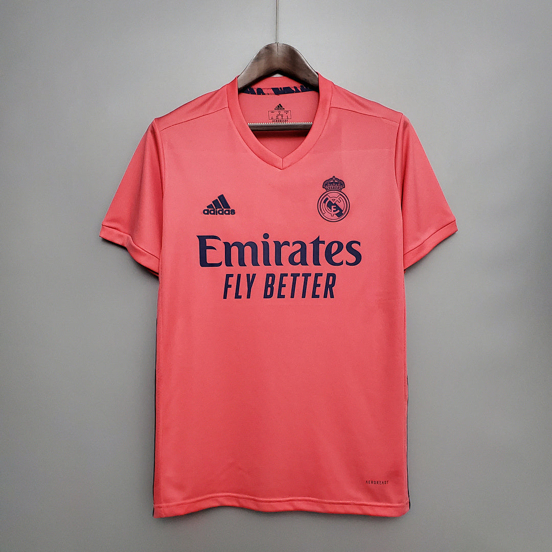 Camiseta Retro Real Madrid Visita Roja y Gris Claro 20/21 - frente