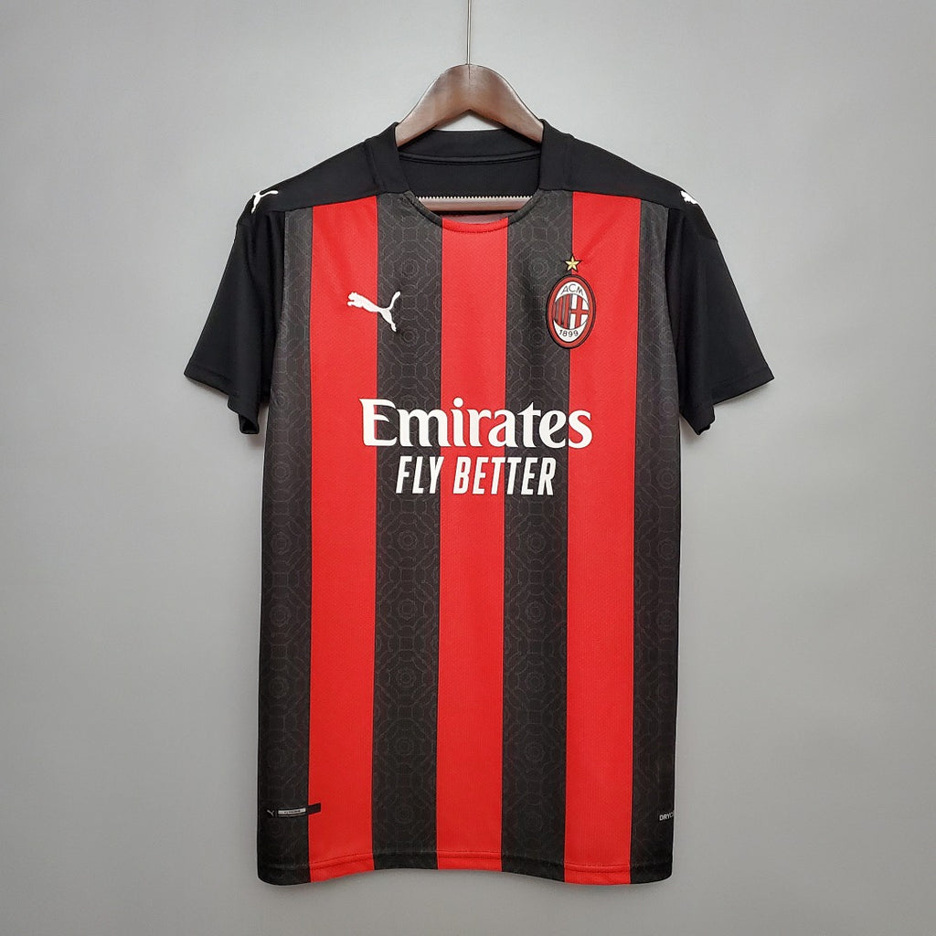 Camiseta Retro AC Milan Local Negra y Roja 20/21 - frente