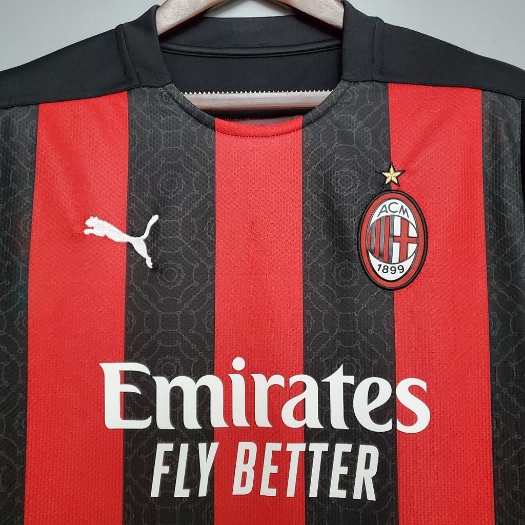 Camiseta Retro AC Milan Local Roja y Negra 20/21 - espalda