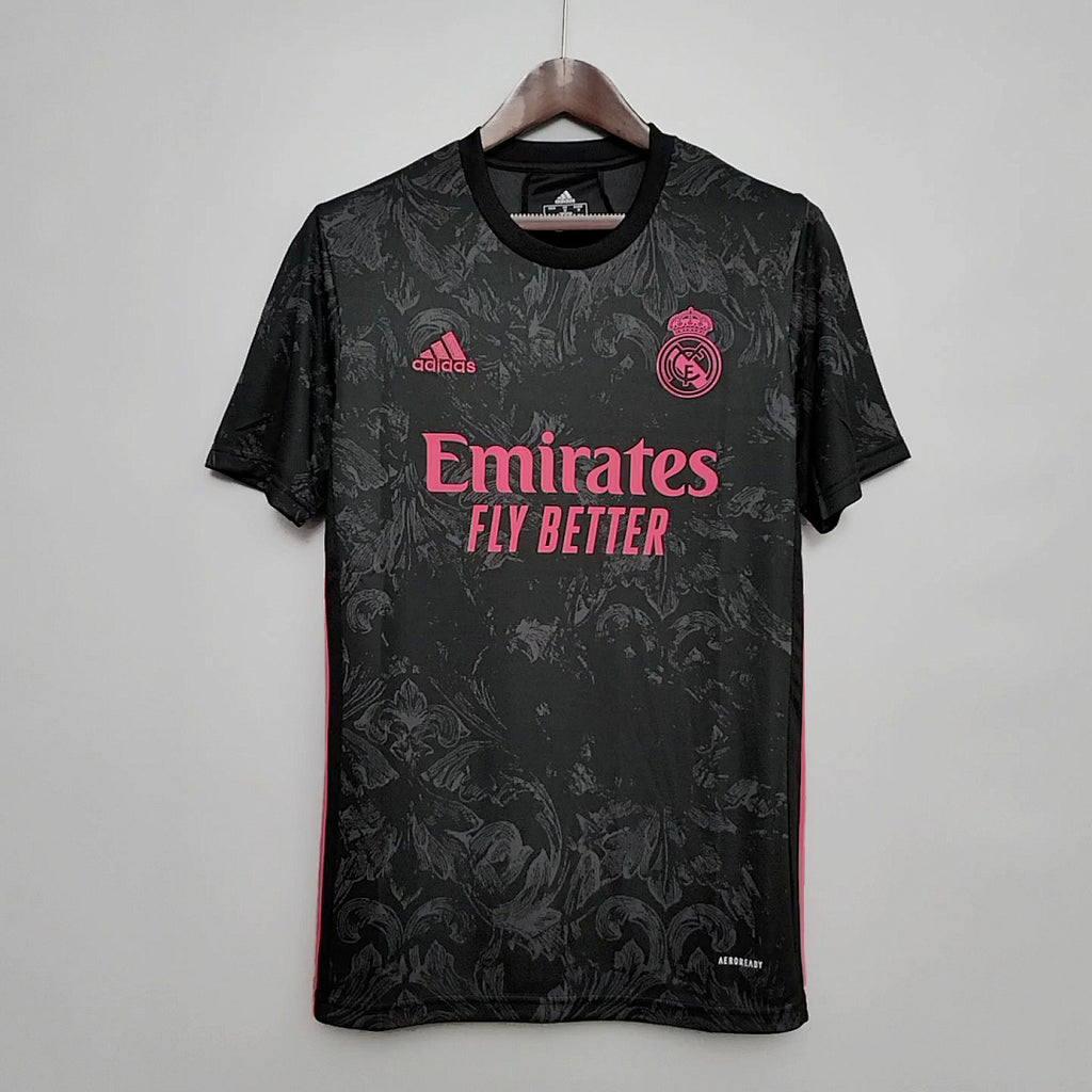 Camiseta Retro Real Madrid Tercera Negra y Roja 20/21 - frente