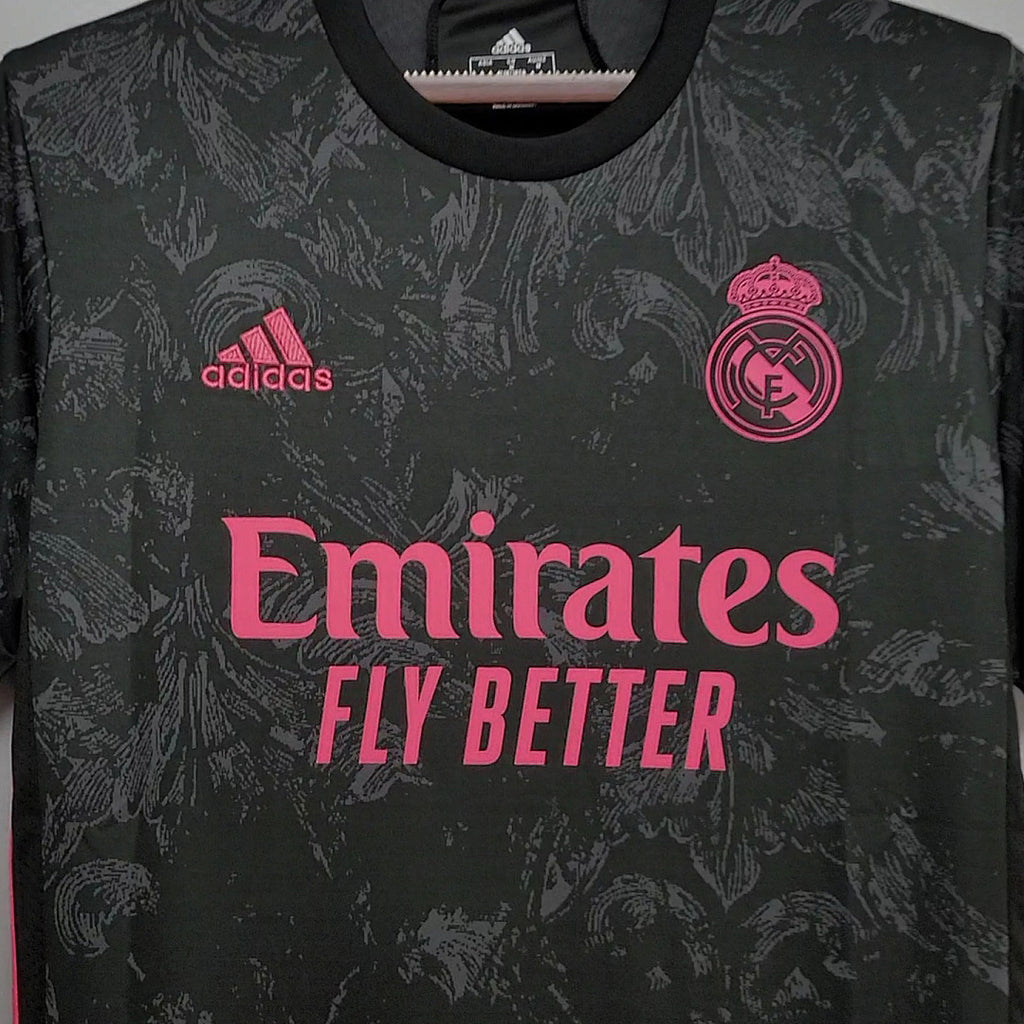 Camiseta Retro Real Madrid Tercera Negra y Gris 20/21 - espalda
