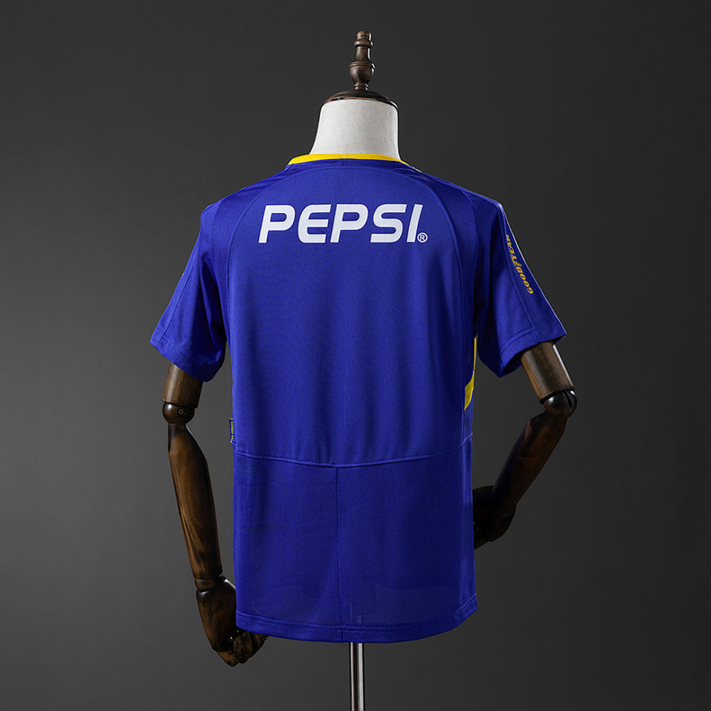 Camiseta Retro Boca Juniors Local Amarilla y Azul Marino 03/04 - espalda