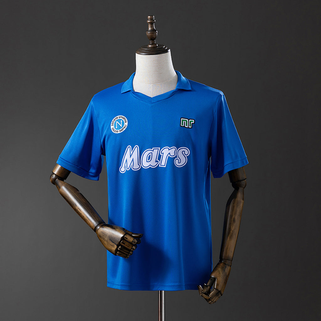 Camiseta Retro SSC Napoli Local Gris y Azul Marino 88/89 - frente