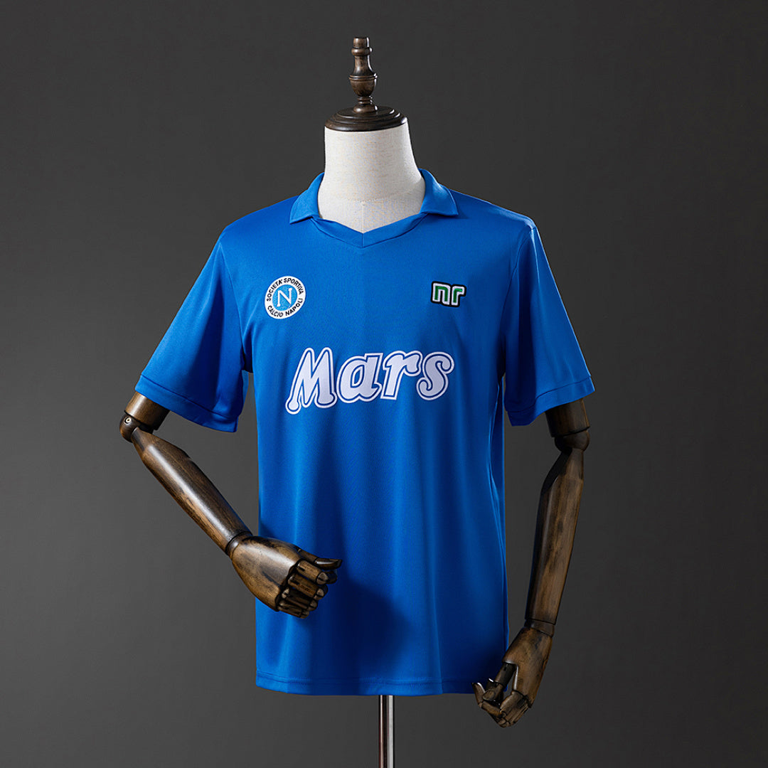 Camiseta Retro SSC Napoli Local Gris y Azul Marino 88/89 - frente