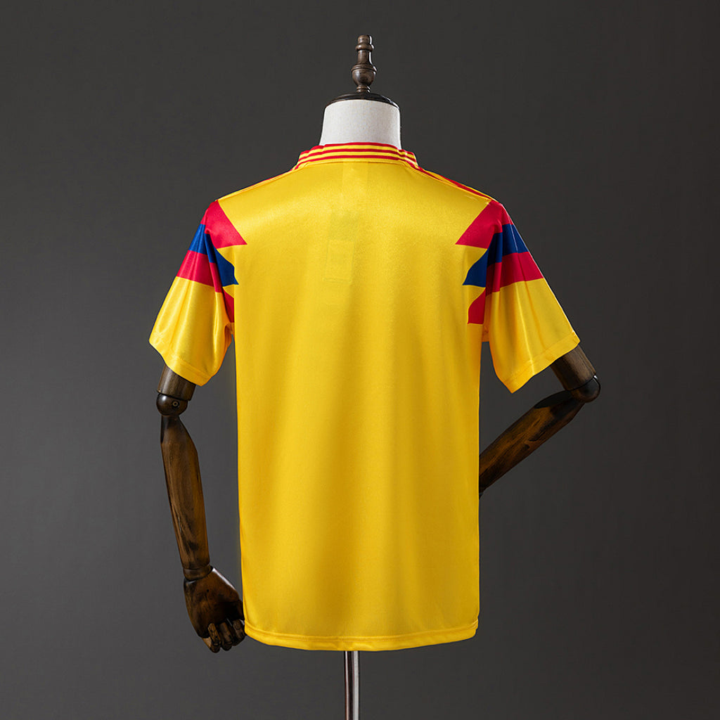 Camiseta Retro Colombia Local Amarilla y Negra 1990 - espalda