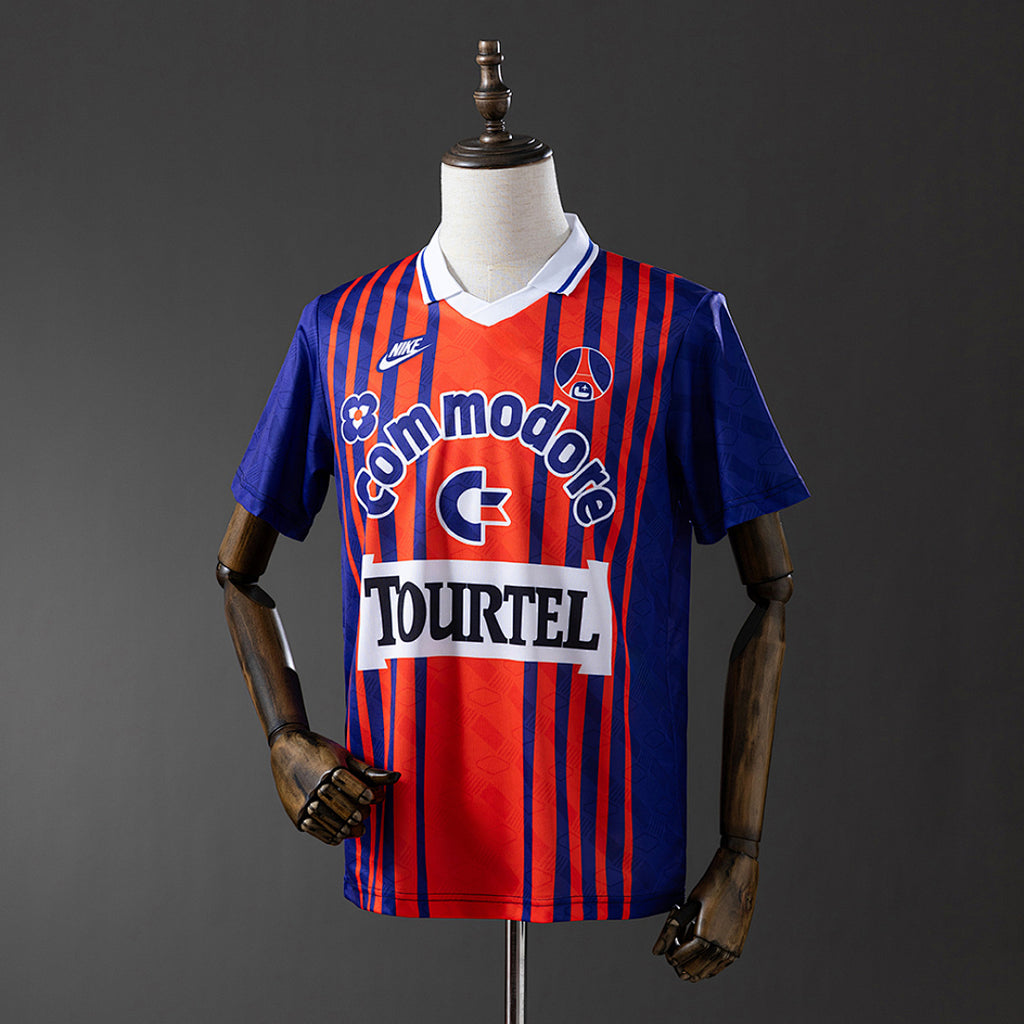 Camiseta Retro PSG Local Negra y Burdeos 92/93 - frente