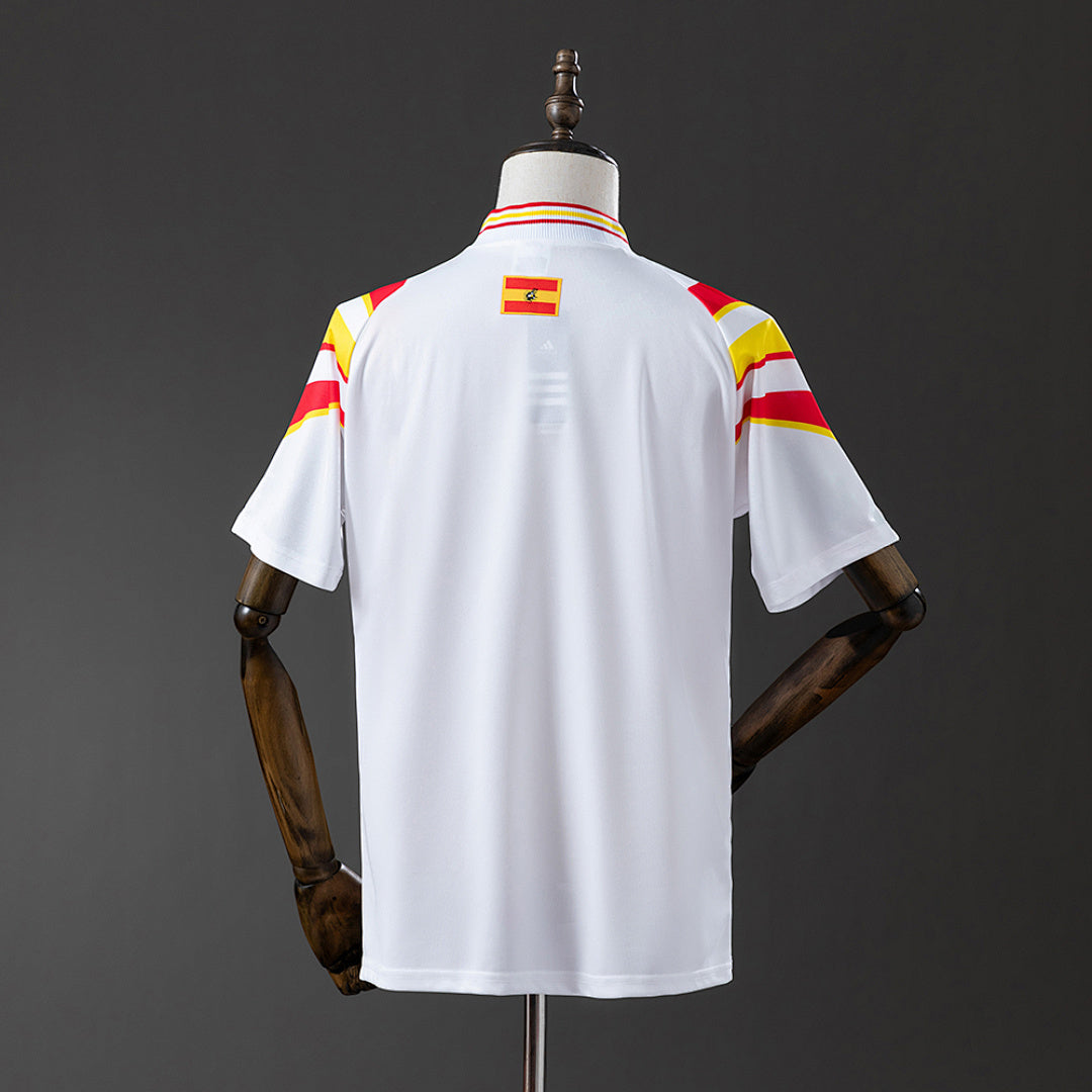 Camiseta Retro España Visita Celeste y Gris Claro 1996 - espalda