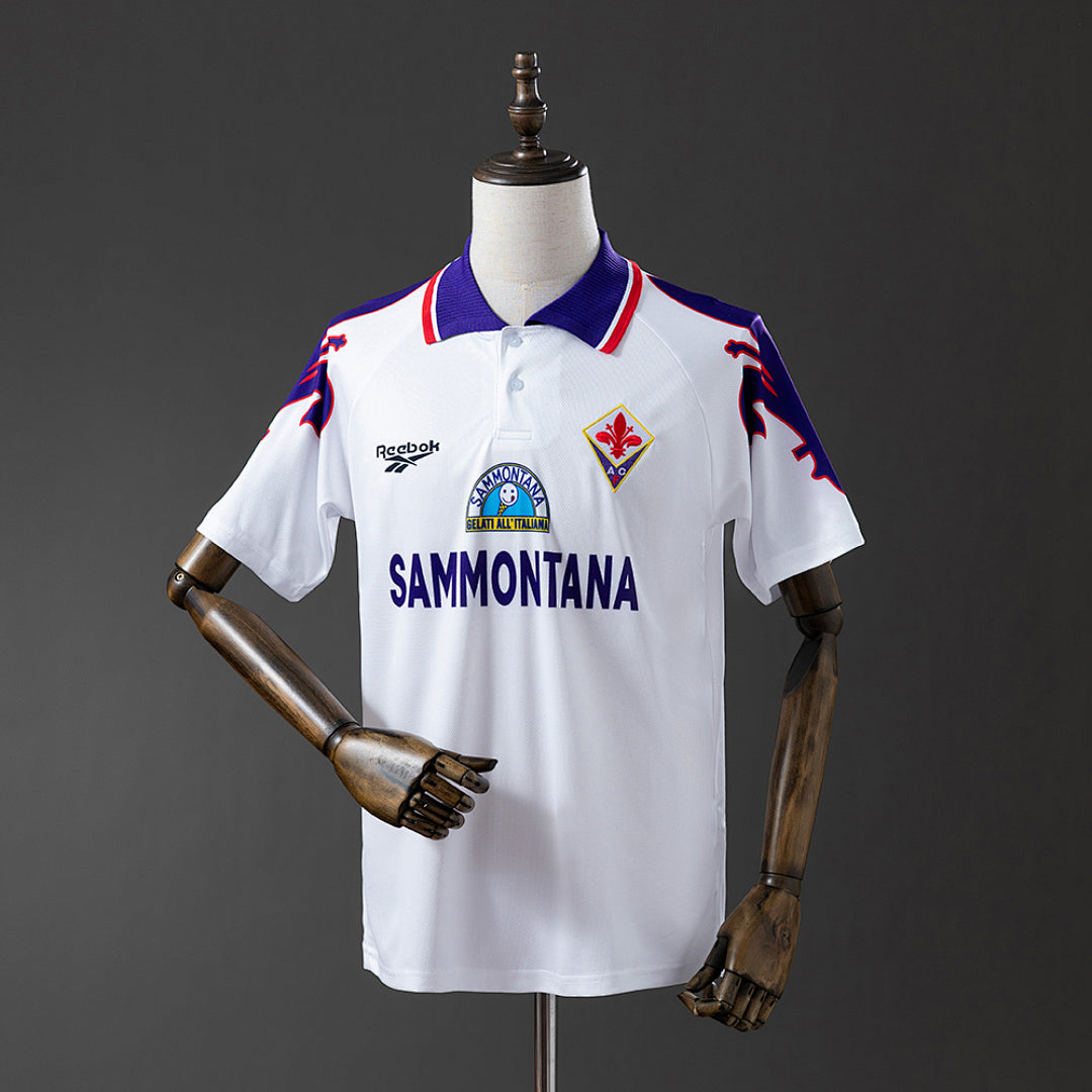 Camiseta Retro Fiorentina Visita Celeste y Gris 95/96 - frente