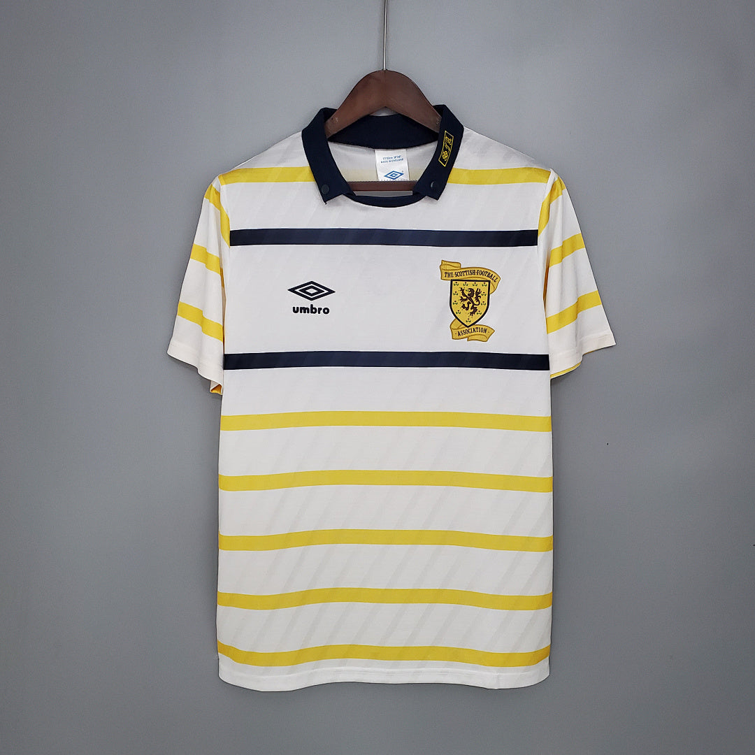 Camiseta Retro Escocia Visita Gris Claro y Amarilla 88/91 - frente