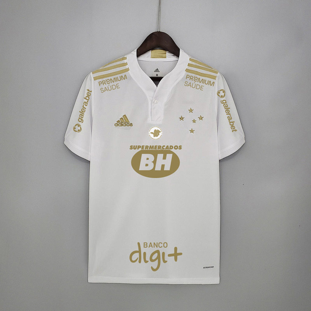 Camiseta Retro Cruzeiro Visita Blanca Con Sponsors 21/22 - frente