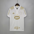 Camiseta Retro Cruzeiro Visita Blanca Con Sponsors 21/22 - frente