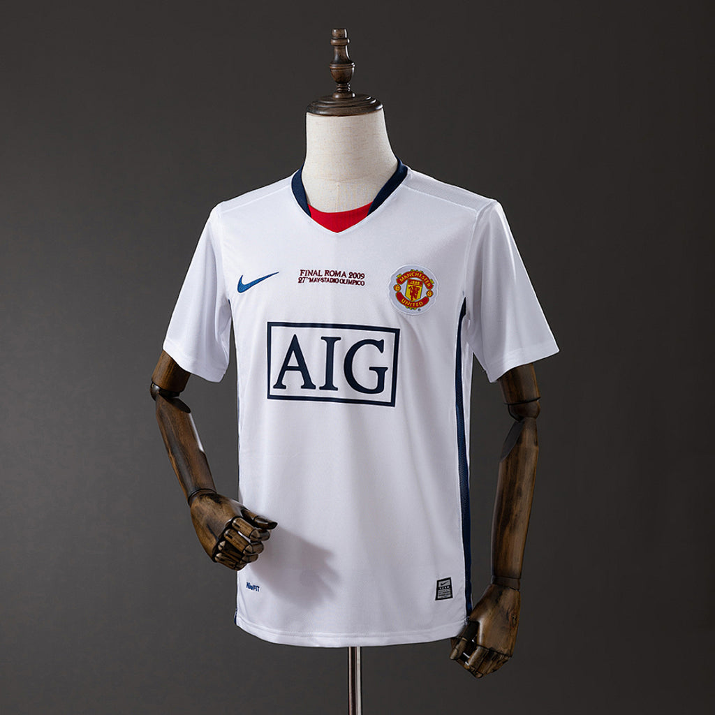 Camiseta Retro Manchester United Visita Blanca Champions League 08/09 - frente