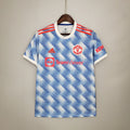 Camiseta Retro Manchester United Visita Gris Claro y Celeste 21/22 - frente