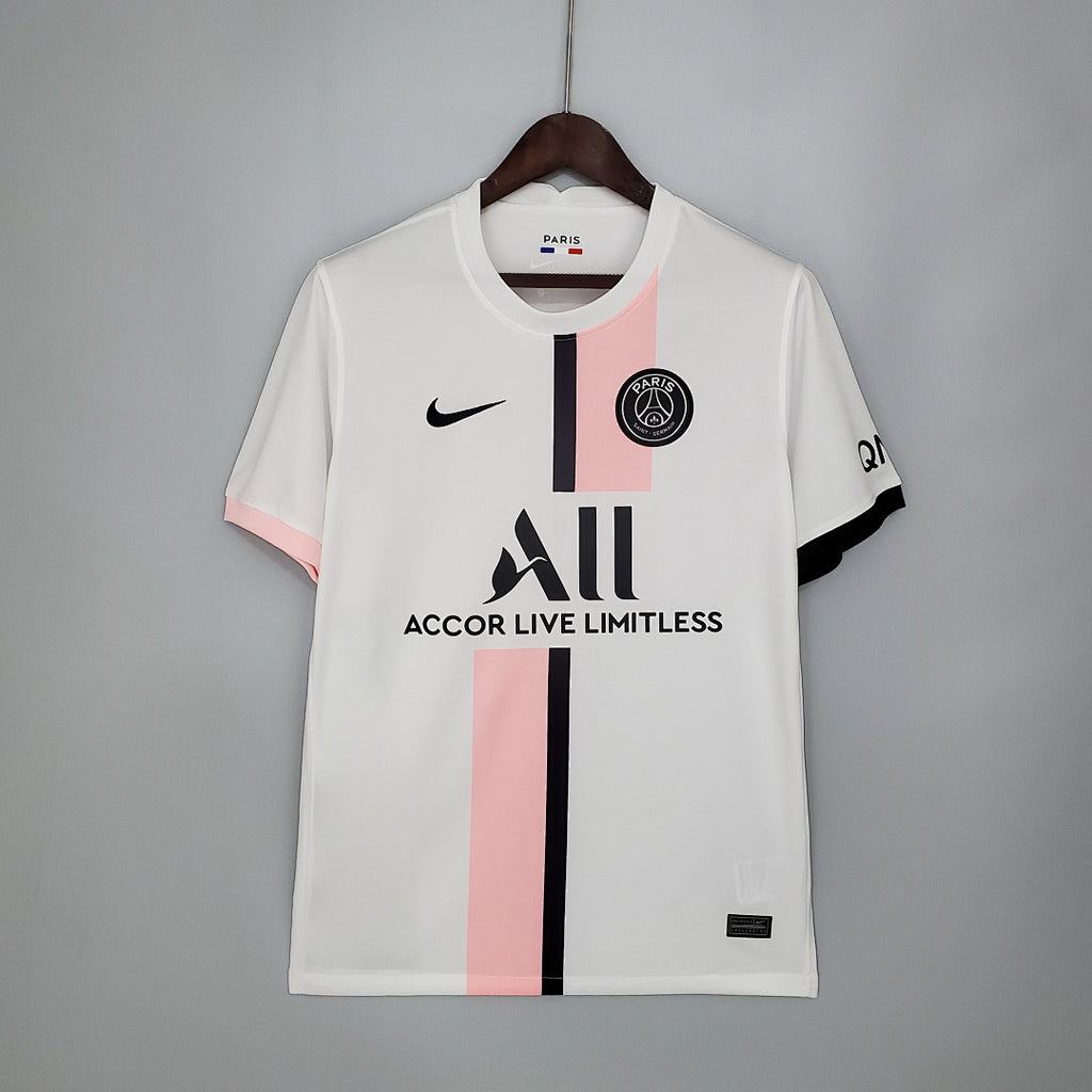 Camiseta Retro PSG Visita Gris Claro y Roja 21/22 - frente