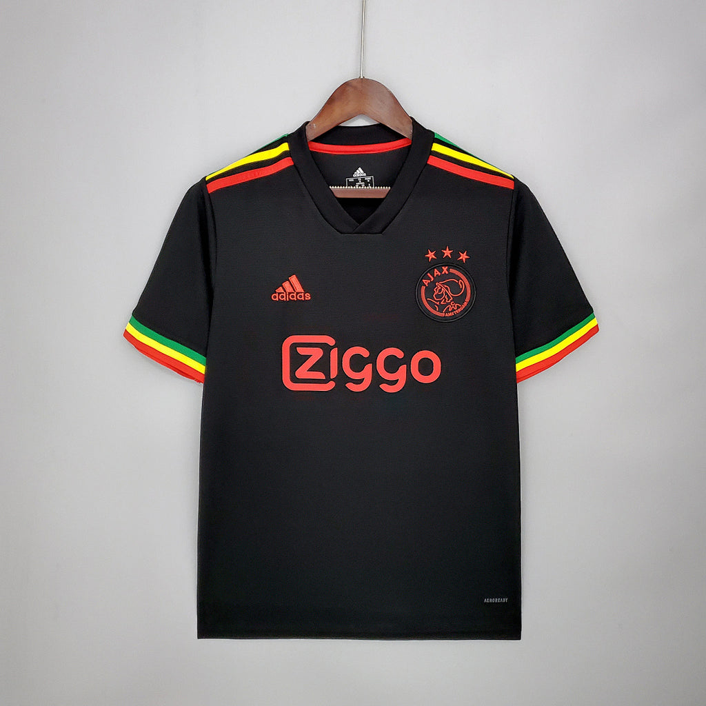 Camiseta Retro Ajax Tercera Negra y Gris Claro 21/22 - frente