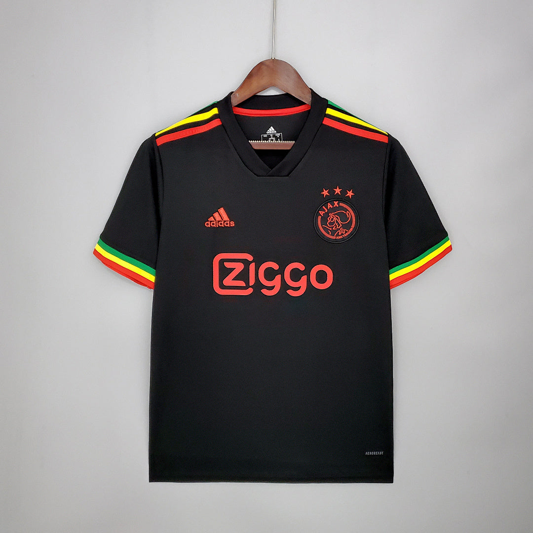 Camiseta Retro Ajax Tercera Negra y Gris Claro 21/22 - frente