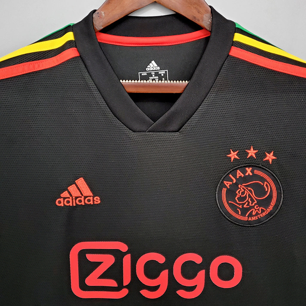 Camiseta Retro Ajax Tercera Negra y Gris Claro 21/22 - espalda