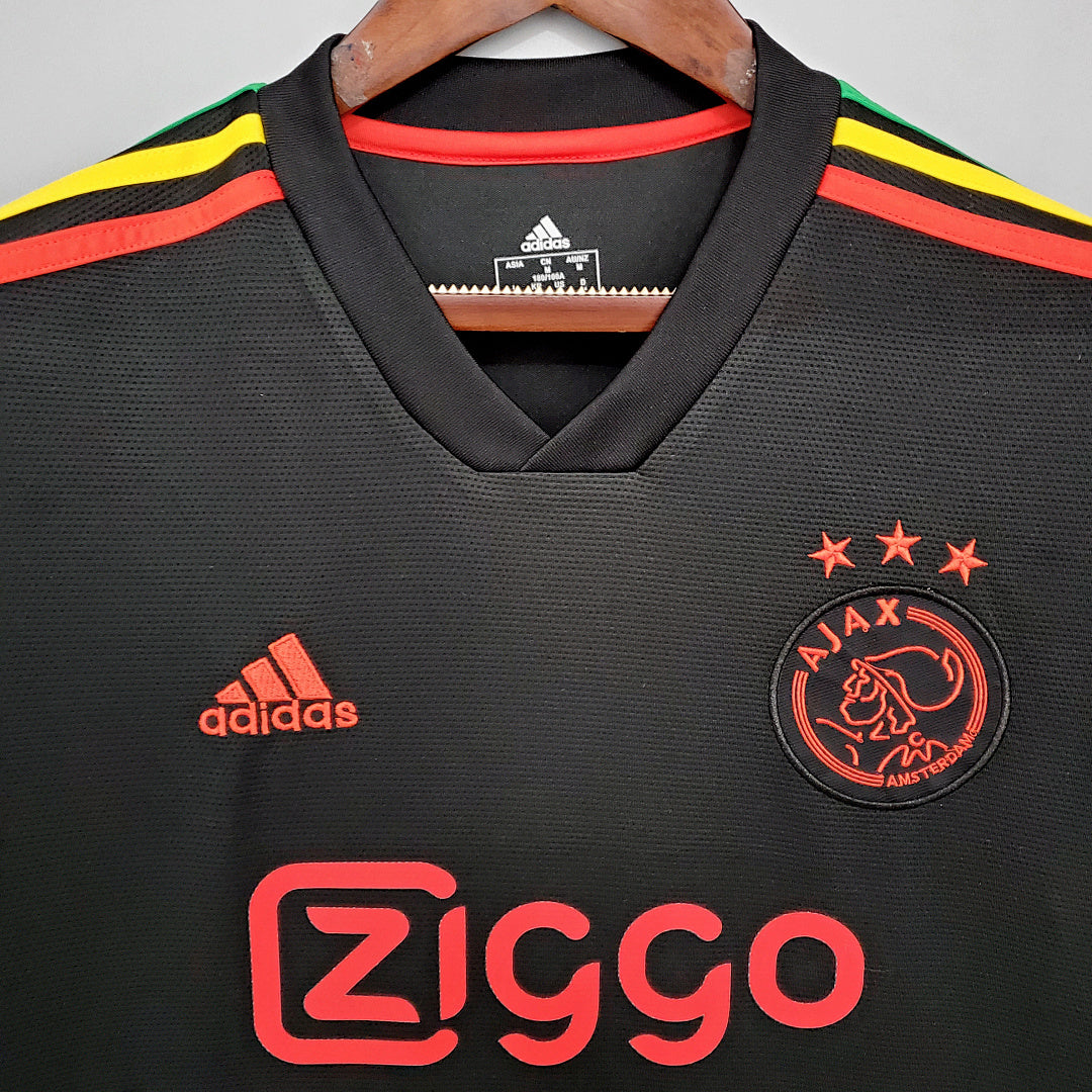 Camiseta Retro Ajax Tercera Negra y Gris Claro 21/22 - espalda