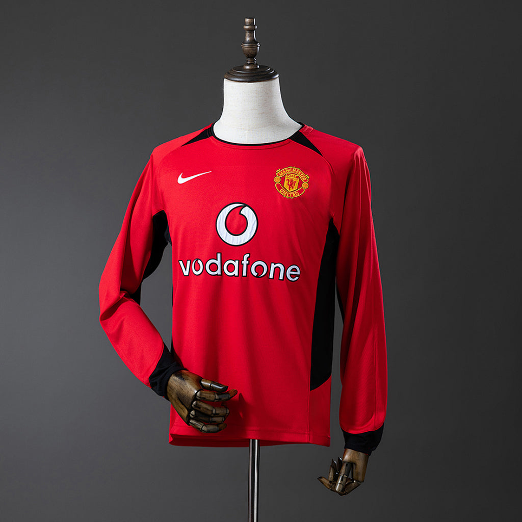 Camiseta Retro Manchester United Local Manga Larga 02/04 - frente