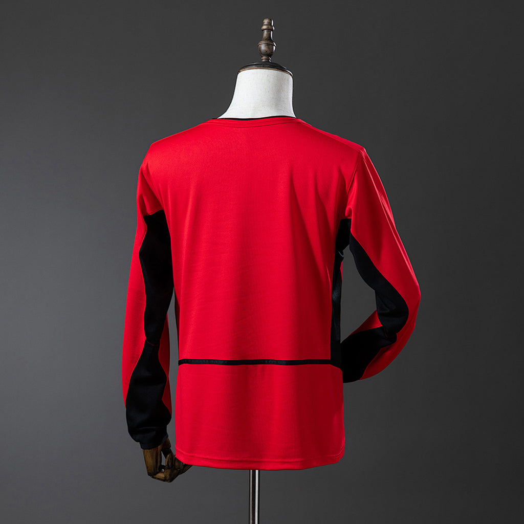 Camiseta Retro Manchester United Local Manga Larga 02/04 - espalda