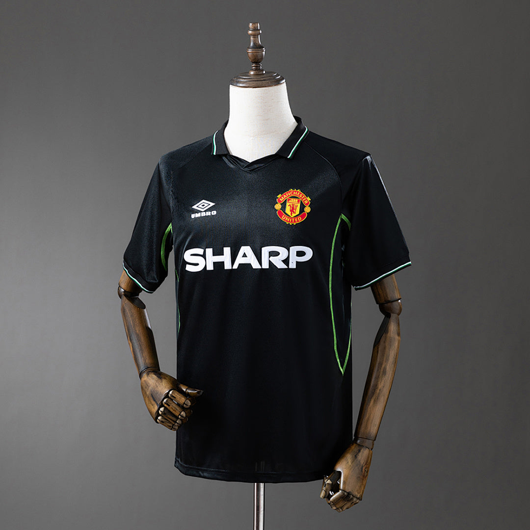 Camiseta Retro Manchester United Visita Negra y Gris 1988 - frente