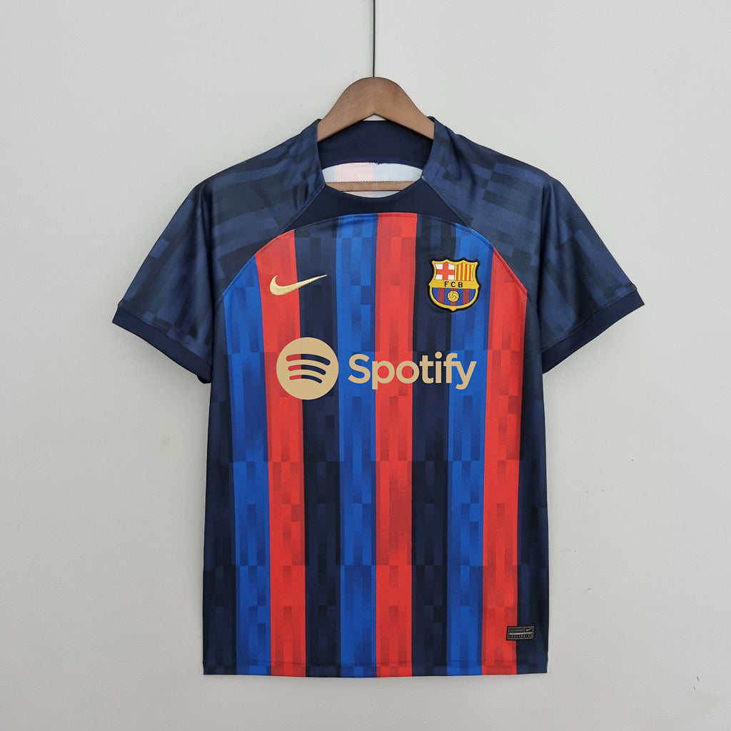 Camiseta Retro FC Barcelona Local Azul Marino y Roja 22/23 - frente
