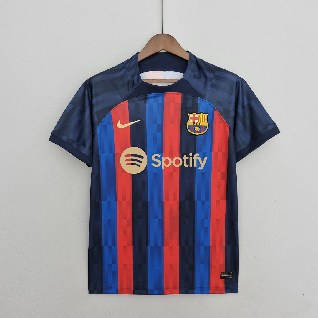 Camiseta Retro FC Barcelona Local Azul Marino y Roja 22/23 - frente