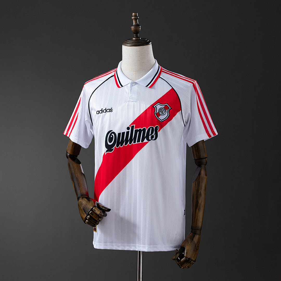 Camiseta Retro River Plate Local Negra y Gris Claro 95/96 - frente