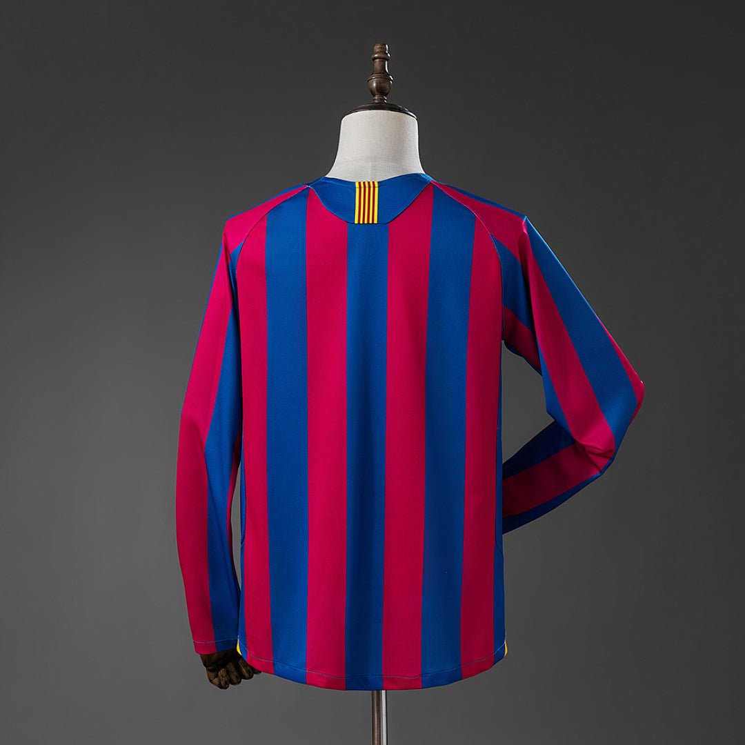 Camiseta Retro FC Barcelona Local Roja y Negra Manga Larga 05/06 - espalda