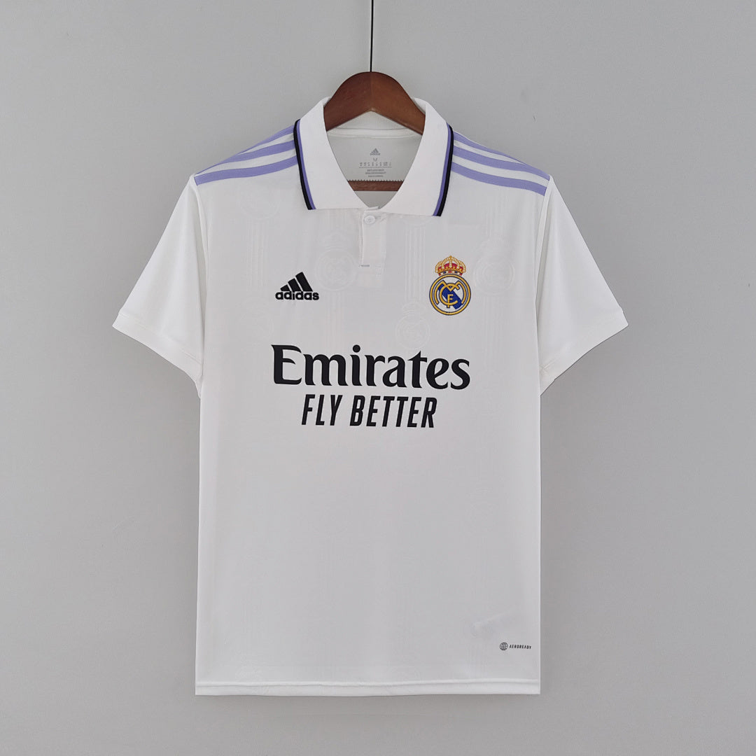 Camiseta Retro Real Madrid Local Gris Claro y Gris 22/23 - frente