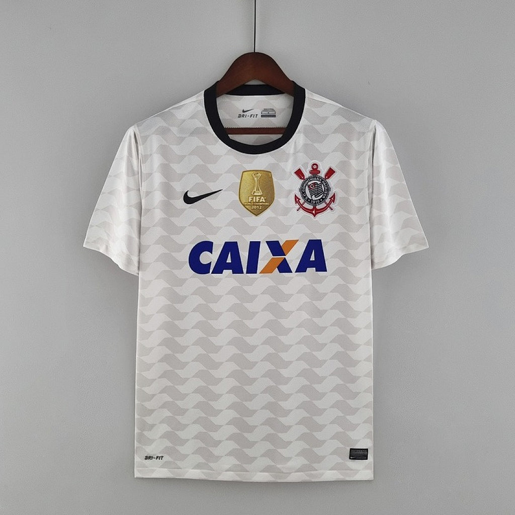 Camiseta Retro Corinthians Local Gris Claro y Morada 2012 - frente