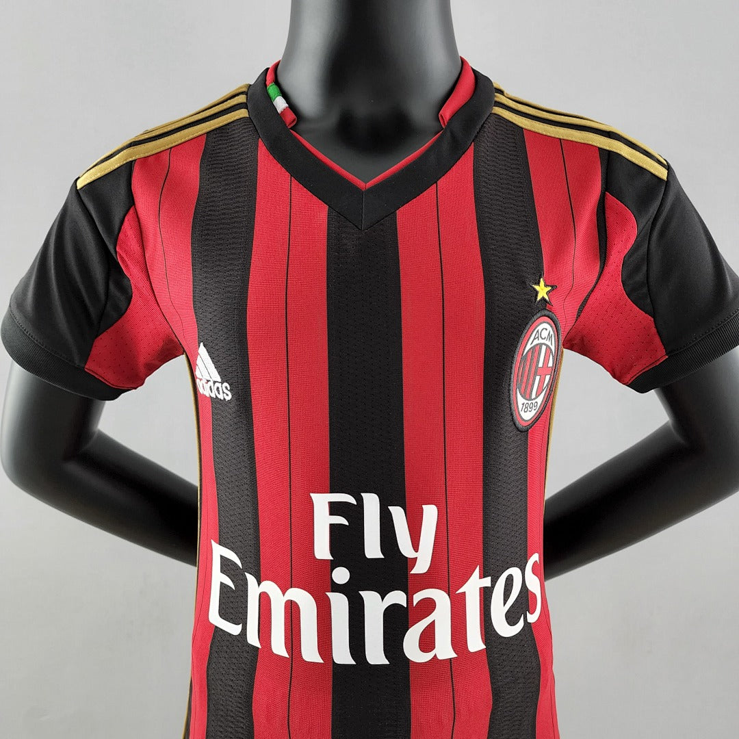Conjunto Niños AC Milan Local Roja y Gris Claro 13/14 - espalda
