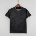 Camiseta Retro Brasil Negra y Gris Claro Negra 2022 - frente