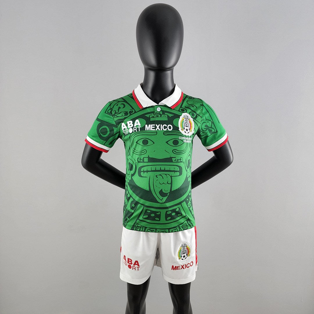 Conjunto Niños México Local Gris Claro y Verde Oscuro 1998 - frente