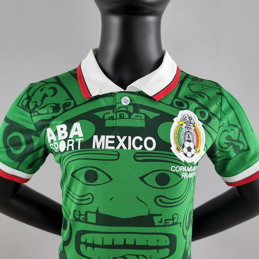 Conjunto Niños México Local Verde y Gris Claro 1998 - espalda